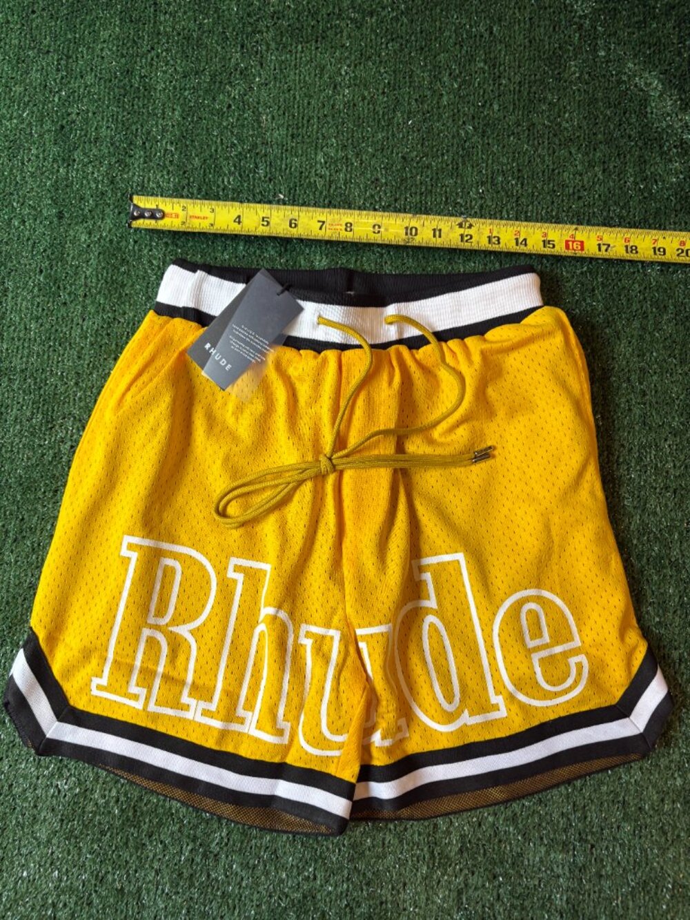 Rhude Yellow Mesh Basketball Shorts NWT - Picture 6 of 10